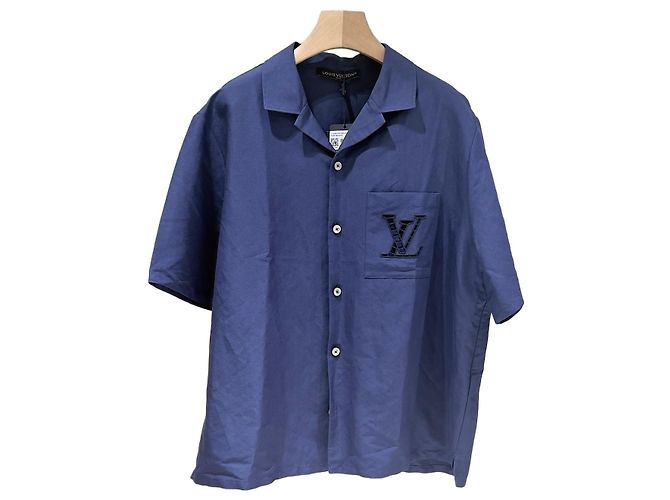 Louis Vuitton Giacca-camicia estiva a maniche corte ricamata Blu