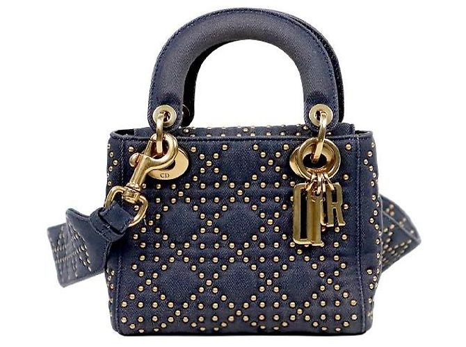 Dior Denim Stud Mini Lady Bag Blau