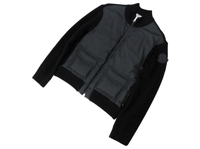 Moncler Cardigã de malha acolchoado com zíper Black Patch