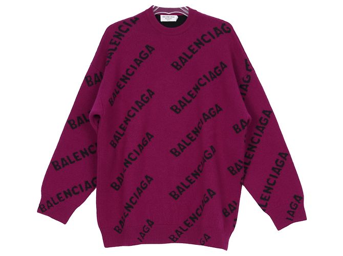 Balenciaga Lila Strick mit Allover-Logo-Muster