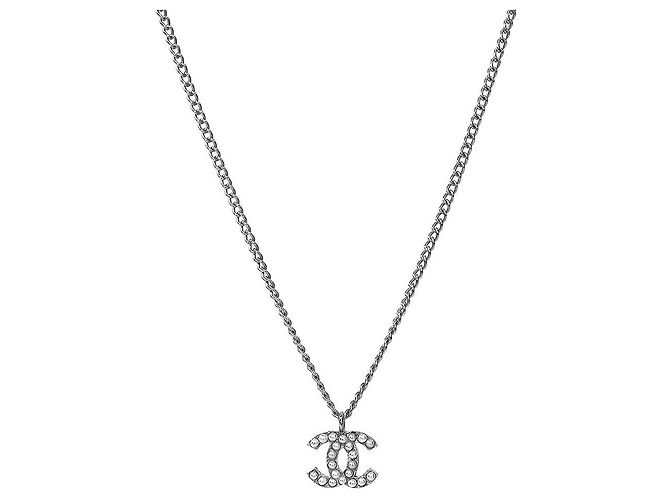 Chanel Collar Pearl CC Silver Plata