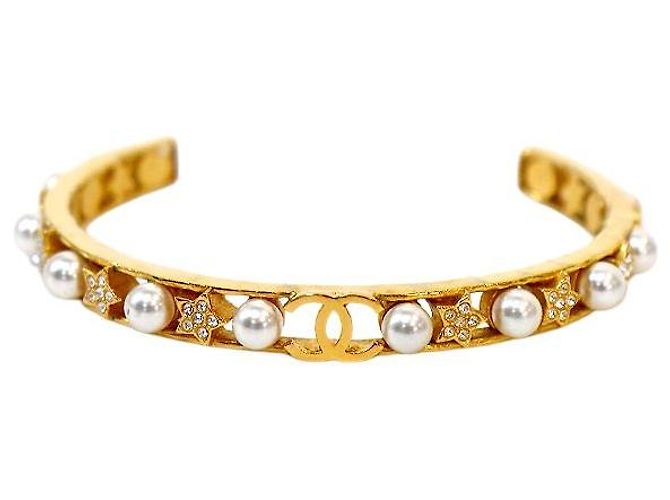 Chanel Pulseira de pérolas e cristais Dourado