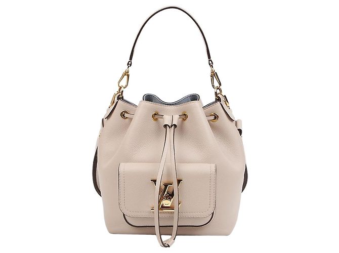 Louis Vuitton mala bucket em couro granulado Cinza Marrom