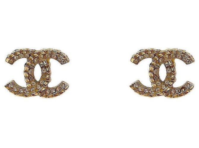 Chanel Boucles d'oreilles Cubic CC Gold Doré