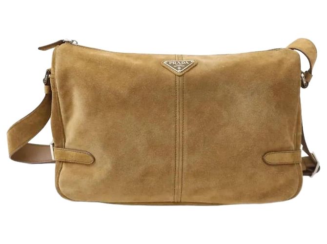 Prada Bolsa tiracolo de camurça castanha Marrom
