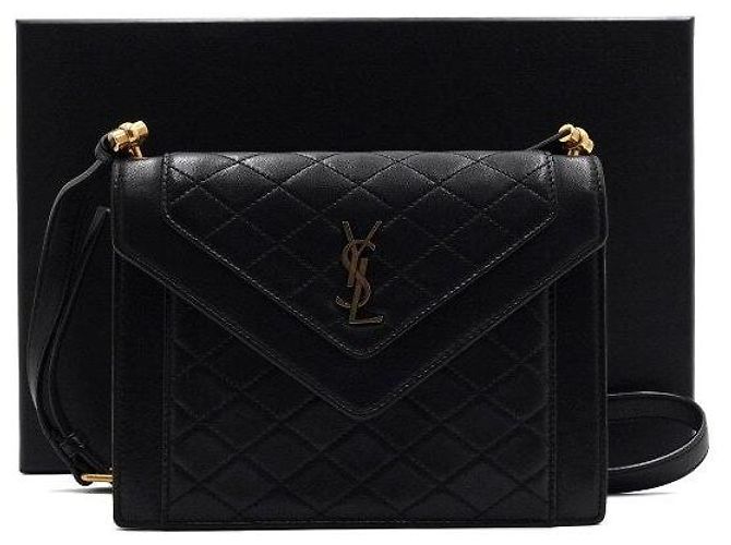 Saint Laurent Borsa a tracolla e a spalla mini trapuntata GABY in pelle nera Nero