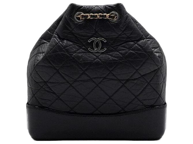 Chanel Mochila Pequena Gabrielle em pele de vitelo preta Preto
