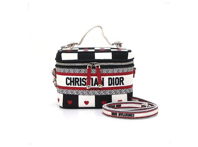 Dior Borsa Tote e Borsa a Tracolla D-Chess con Motivo a Cuore, modello Vanity Case Rosso