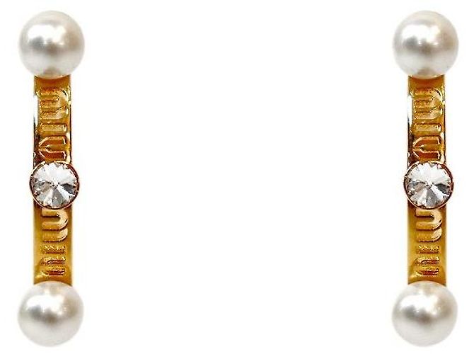 Miu Miu Orecchini a cerchio decorati con perle D'oro