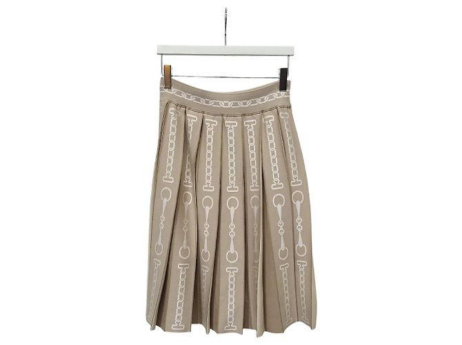 Hermès Saia plissada de malha com padrão impresso Chandal Chenetangcle Marrom