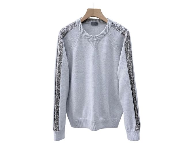 Dior Pull en maille avec inserts Oblique Blanc
