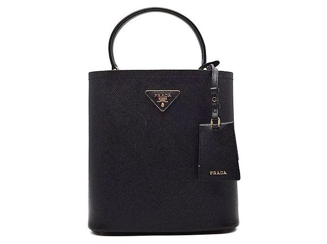 Prada Saffiano-Panel-Tote und Schultertasche Schwarz