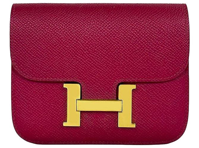 Hermès Cartera Constance Burgundy Rosa 