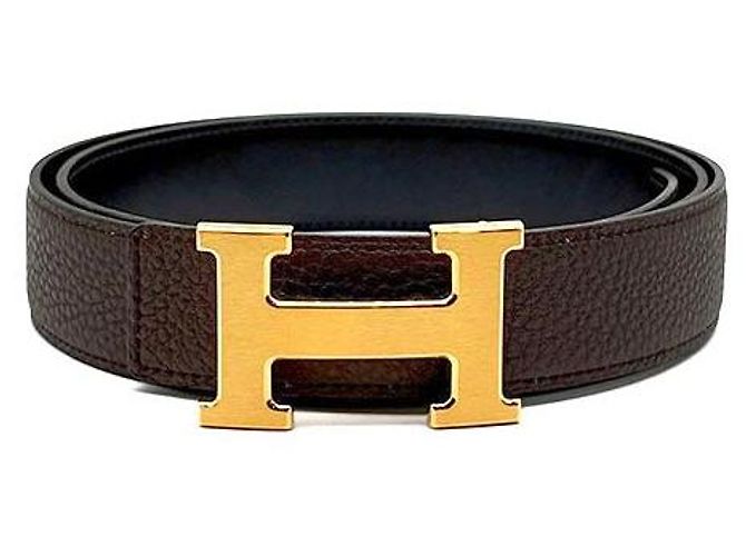 Hermès Cinturón reversible Castaño