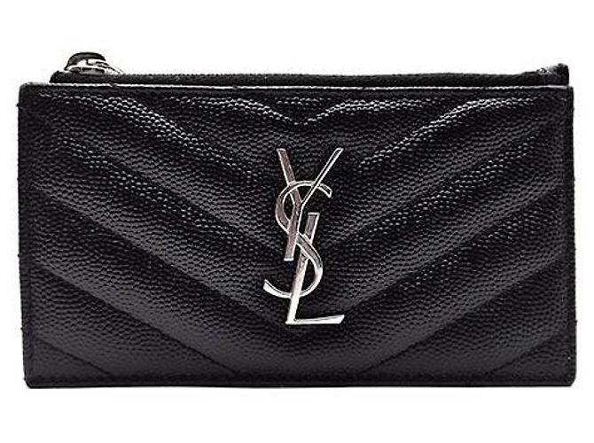 Saint Laurent Monogram Zip Card Holder Black