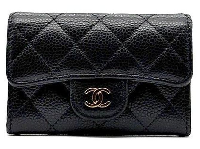 Chanel Caviar Card Wallet Black