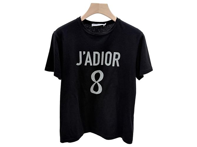Dior Baumwoll-Leinen Kurzarm T-Shirt für Damen Schwarz