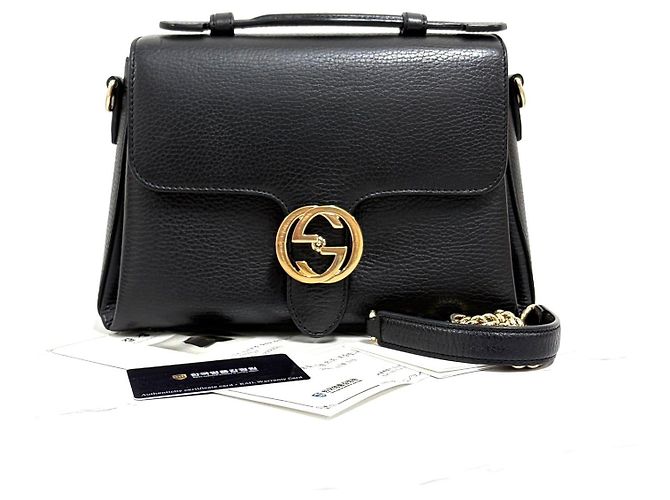 Gucci Bolsa de Ombro com Corrente e Alça de Mão Interlocking Preta Preto