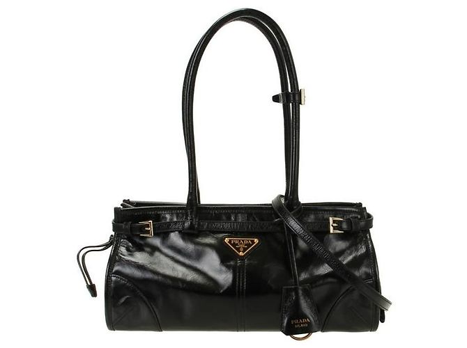 Prada Bonnie Medium Leather Bag Black