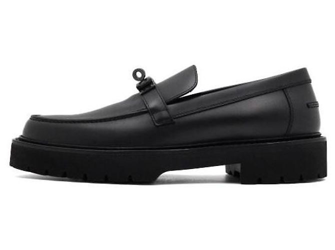 Kelly Hermès Mocassini Icone in vitello nero da uomo