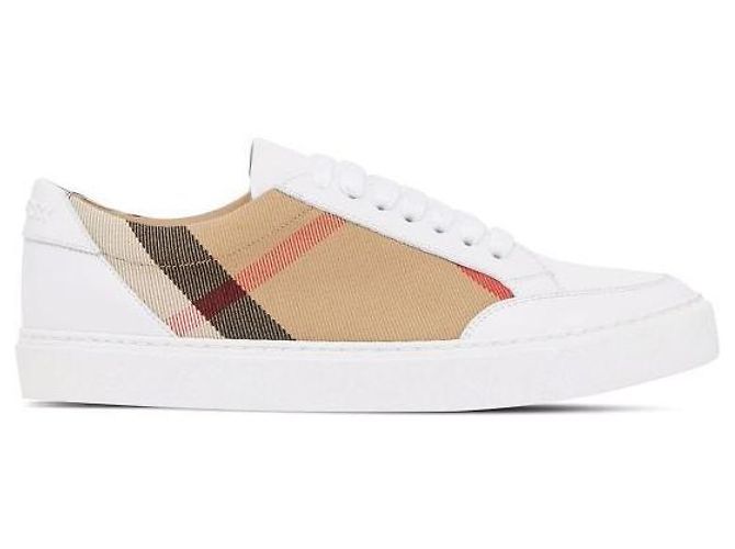 Burberry Check and Leather Sneakers Orange
