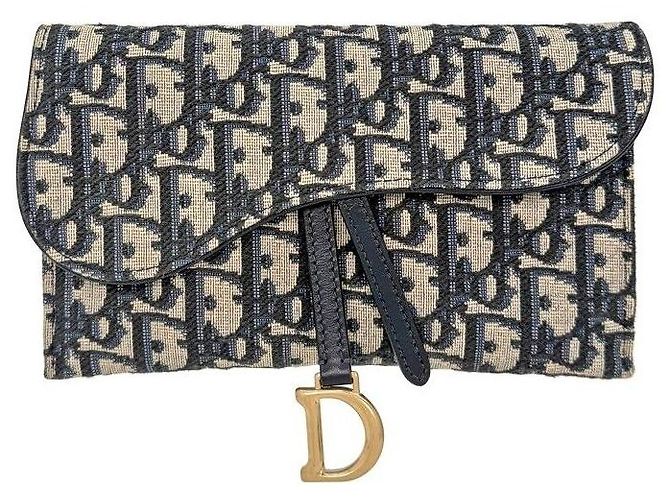 Dior Bolso Saddle de jacquard Oblique Azul