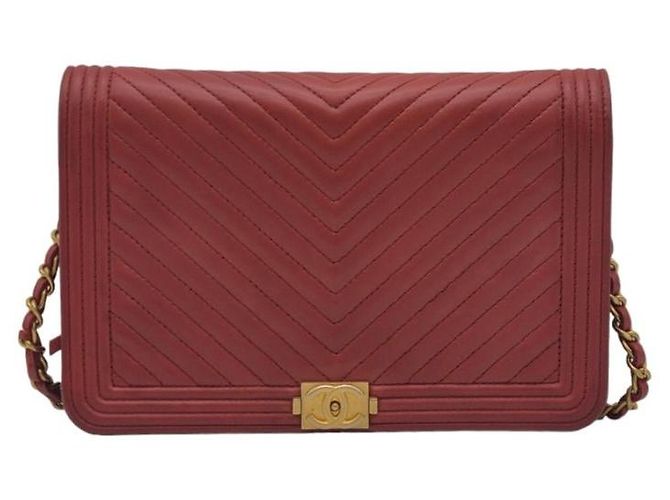 Chanel Borsa a tracolla Chevron WOC Rossa Rosso