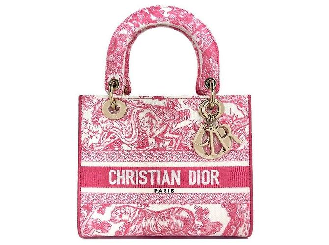 Dior Borsa Tote Medium Twill de Jouy inutilizzata Rosa
