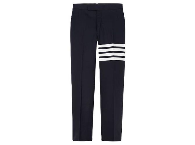 Thom Browne Plain Weave Wool Trousers Blue