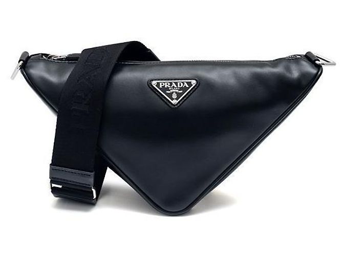 Prada Triangle Lederhandtasche Schwarz