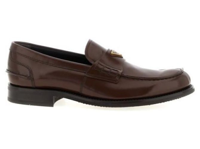 Prada Mocassins en cuir brossé Noir