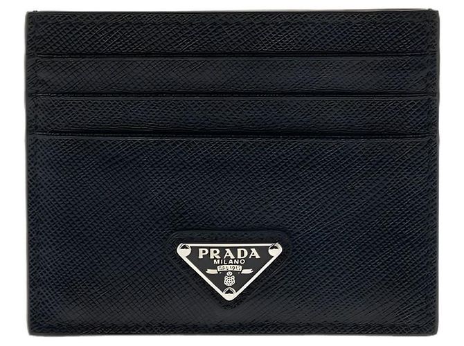 Prada Tarjetero Triangle de Saffiano Negro 