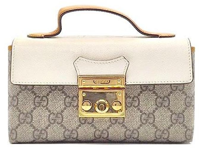 Gucci Supreme Padlock Top Handle Mini Shoulder Bag Marrom