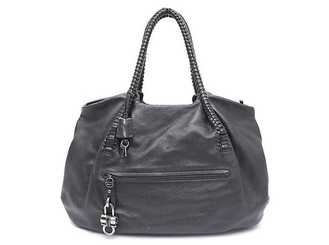 Salvatore Ferragamo Bolsa de ombro em couro com alça trançada Preto