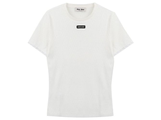 Miu Miu Baumwoll-T-Shirt Weiß