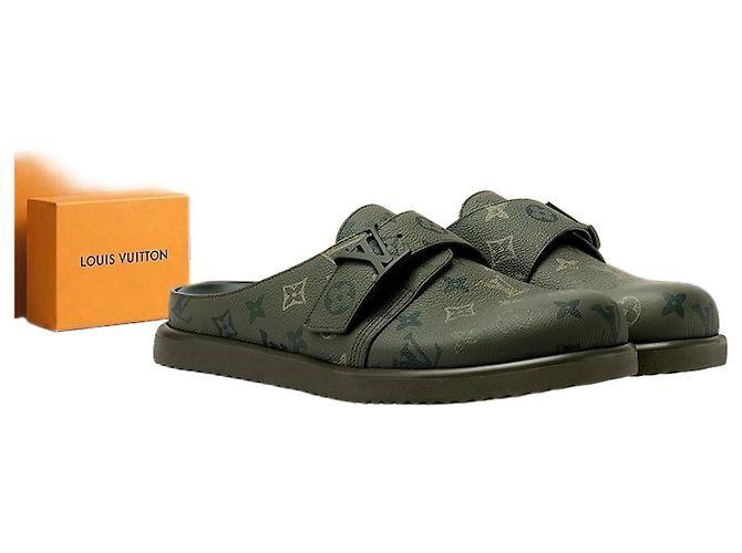 Eva Louis Vuitton Easy Mule in Khaki Green Brown