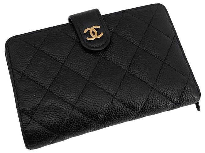 Chanel Caviar Gold-Stamped Diary Wallet Black