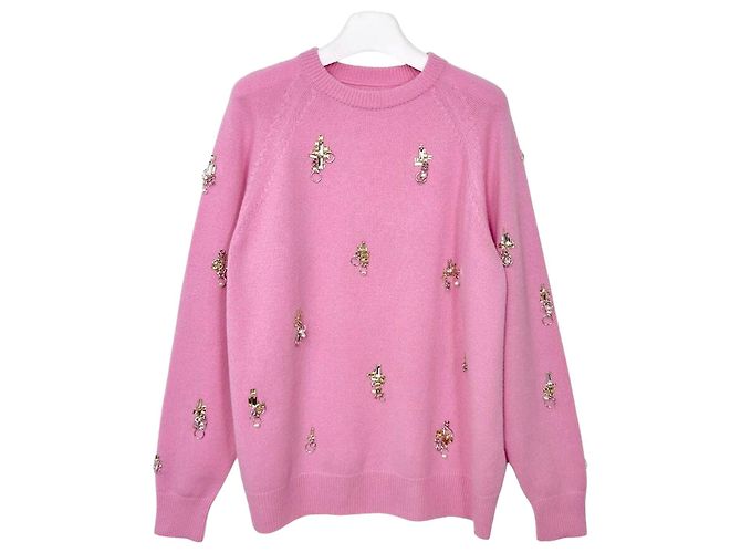 Givenchy Kaschmirpullover mit Kristalltropfen Rosa Pink 