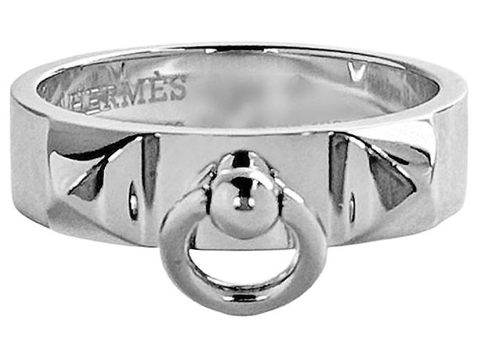 Hermès Médor Silver Ring Silvery