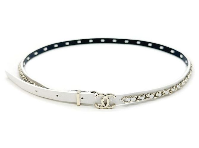 Chanel Cinto de couro com corrente dourada para mulher Multicor