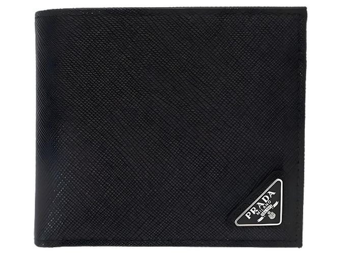 Prada Triangle Logo Pocket Wallet Black