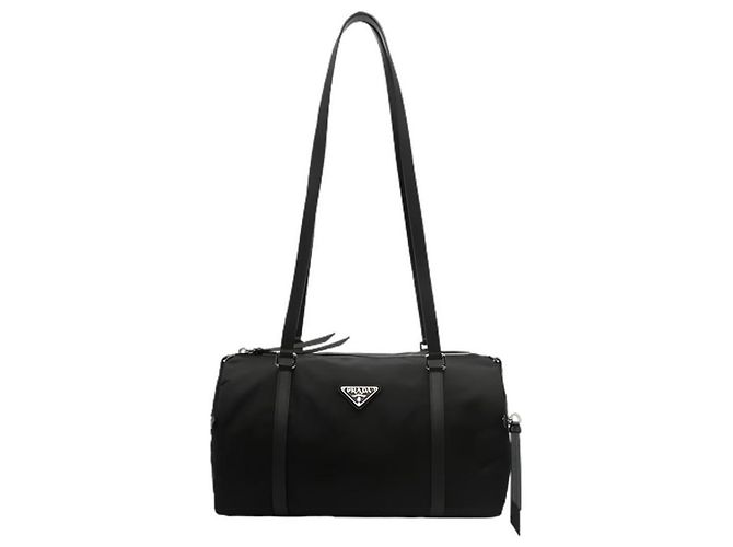 Prada Saco duffle grande em nylon e couro saffiano Preto