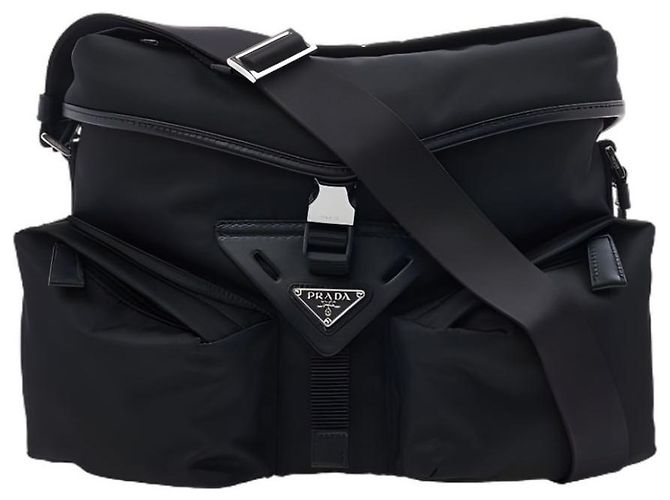 Prada Sac à épaule en nylon avec logo triangle Noir