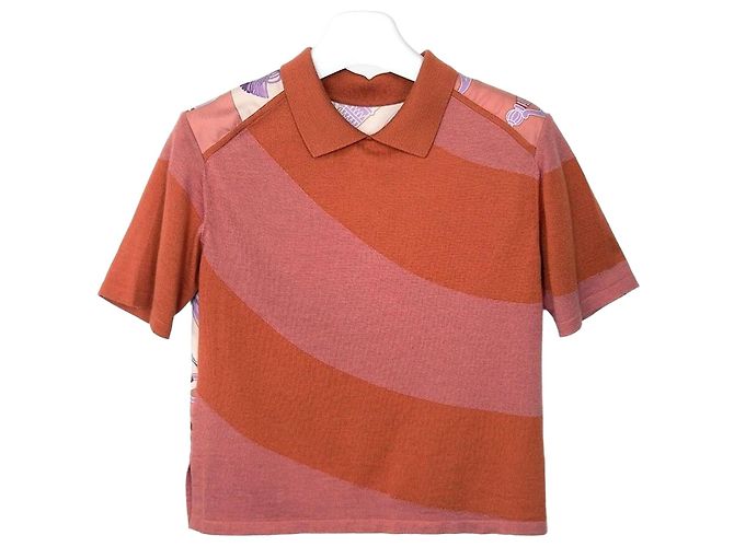 Hermès Unbenutzte Cashmere-Seiden-Bluse T-Shirt Orange