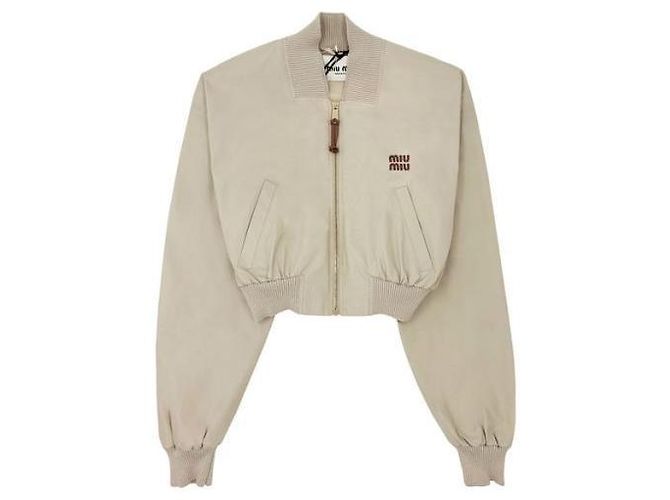 Miu Miu Chaqueta Blouson de algodón Panama Blanco