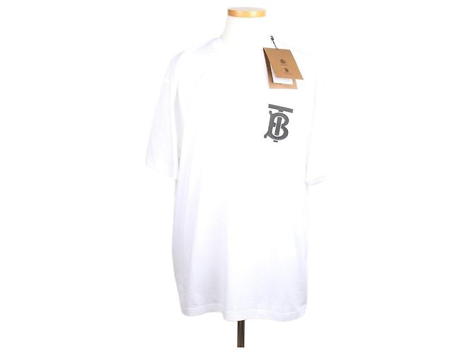 Burberry Monogram Oversized Kurzarm T-Shirt für Herren Weiß