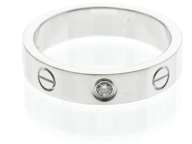 Cartier Love Ehering 1 Diamant 18K Weißgold mit Diamant Silber