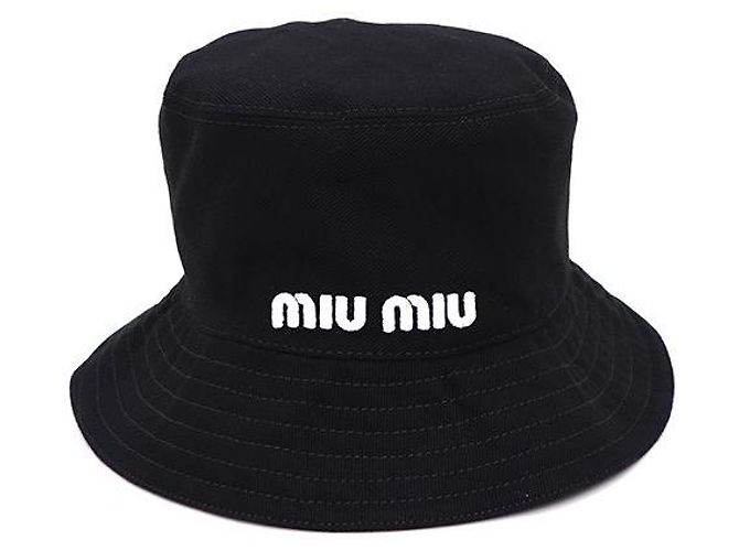 Miu Miu Chapéu Bucket de veludo de algodão para mulher Preto