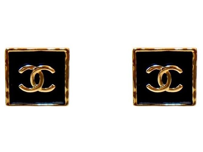 Chanel Boucles d'oreilles Square CC Logo Noir