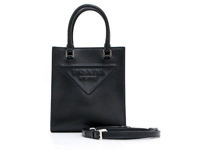 Prada Mini borsa tote e borsa a tracolla con logo triangolare nero